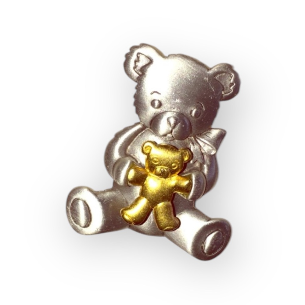 JJ Pewter Teddy Bear Brooch - Picture 1 of 2